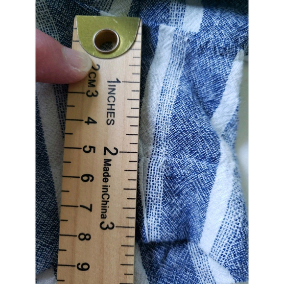 Loft NWT Shorts Romper 10 Striped Blue Linen Blend Drawstring Pockets Coastal - Picture 14 of 16